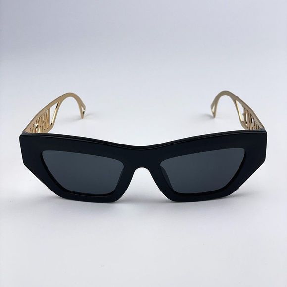  Versace VE4432U 90s Vintage Logo GB1/87 Sunglasses Black Gold Cat Eye Women - Picture 8 of 14